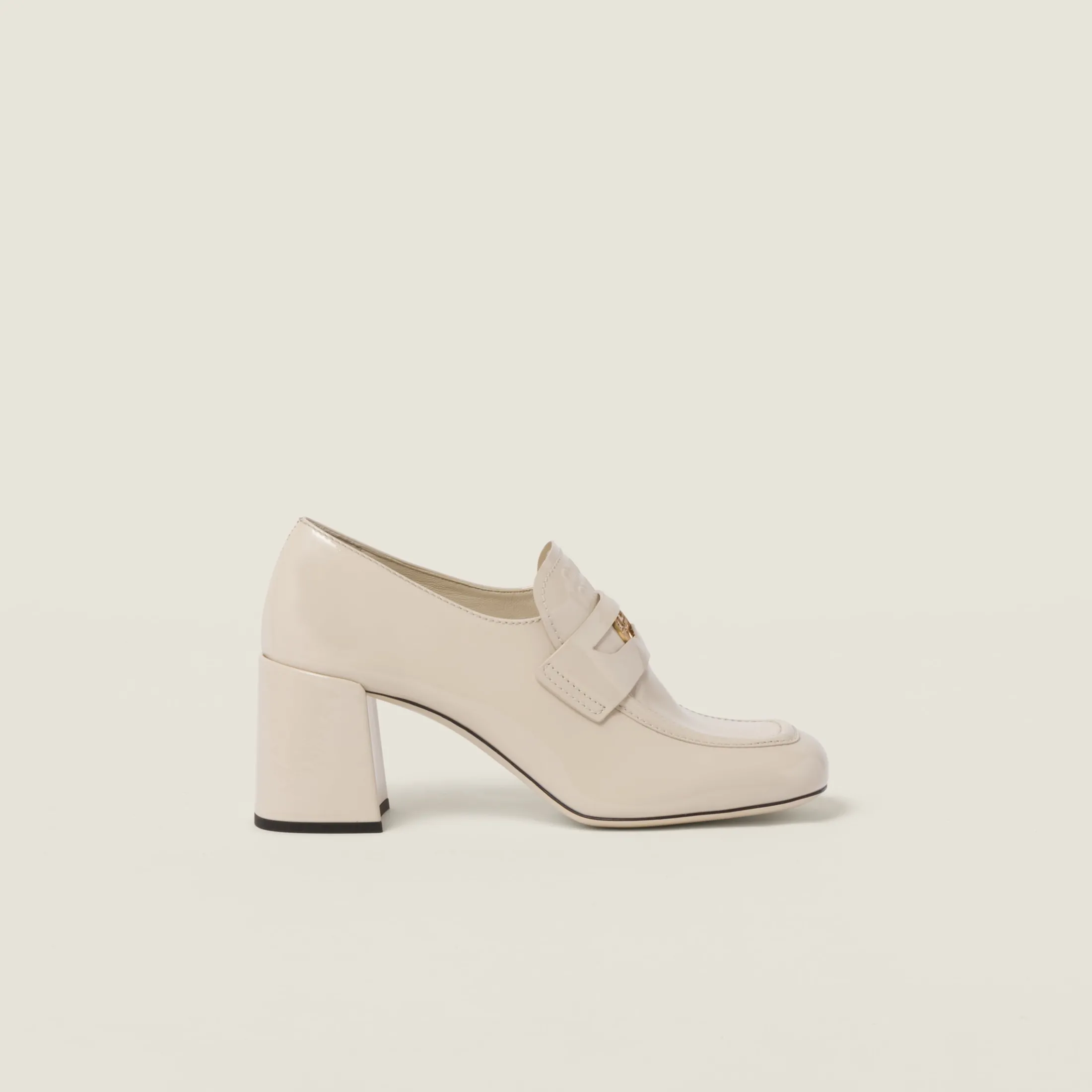 Ivory Patent Leather Loafers | Miu Miu