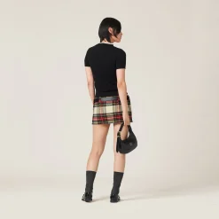Ivory Plaid Miniskirt | Miu Miu