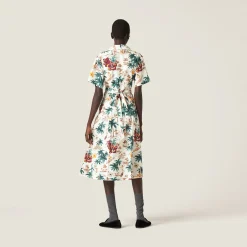 Ivory Printed Silk Dress | Miu Miu