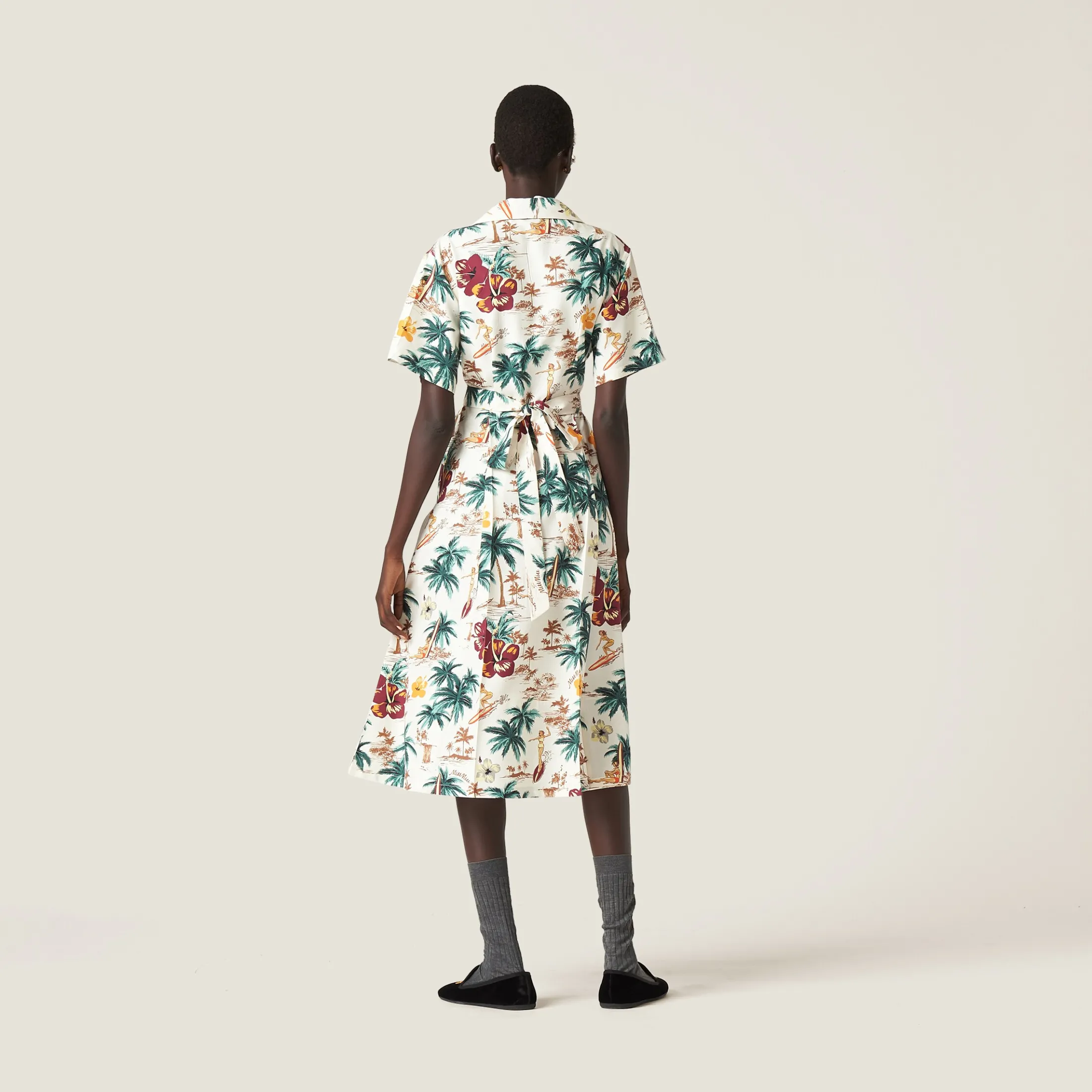 Ivory Printed Silk Dress | Miu Miu