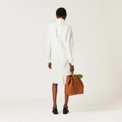 Ivory Slubbed Canvas Dress | Miu Miu
