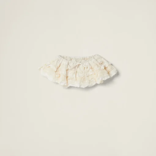 Ivory Slubbed Canvas Miniskirt | Miu Miu