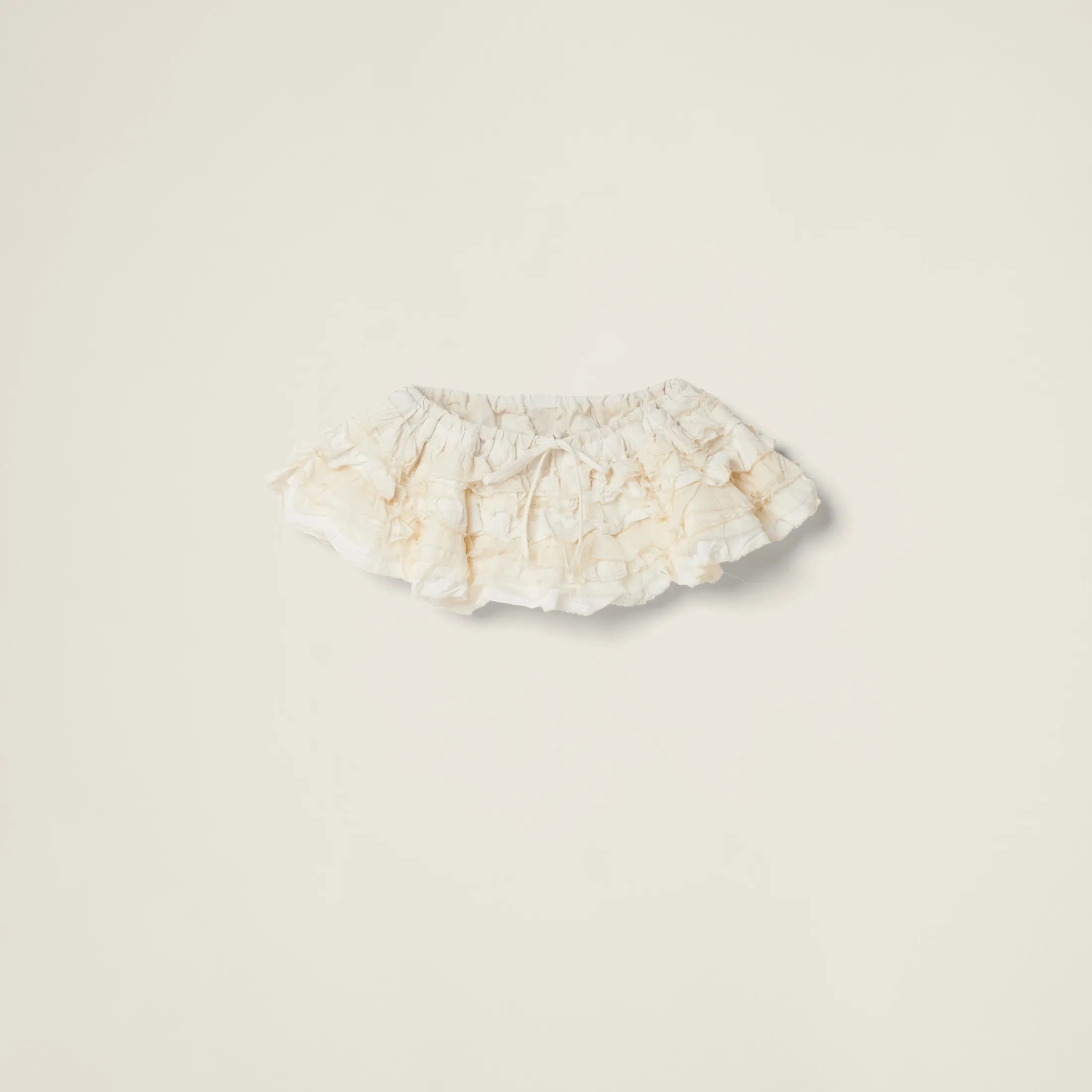 Ivory Slubbed Canvas Miniskirt | Miu Miu