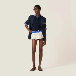Ivory Slubbed Canvas Miniskirt | Miu Miu