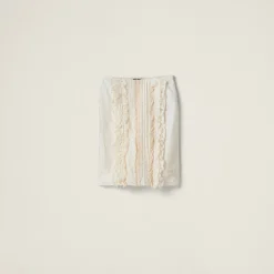Ivory Slubbed Canvas Skirt | Miu Miu