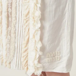 Ivory Slubbed Canvas Skirt | Miu Miu