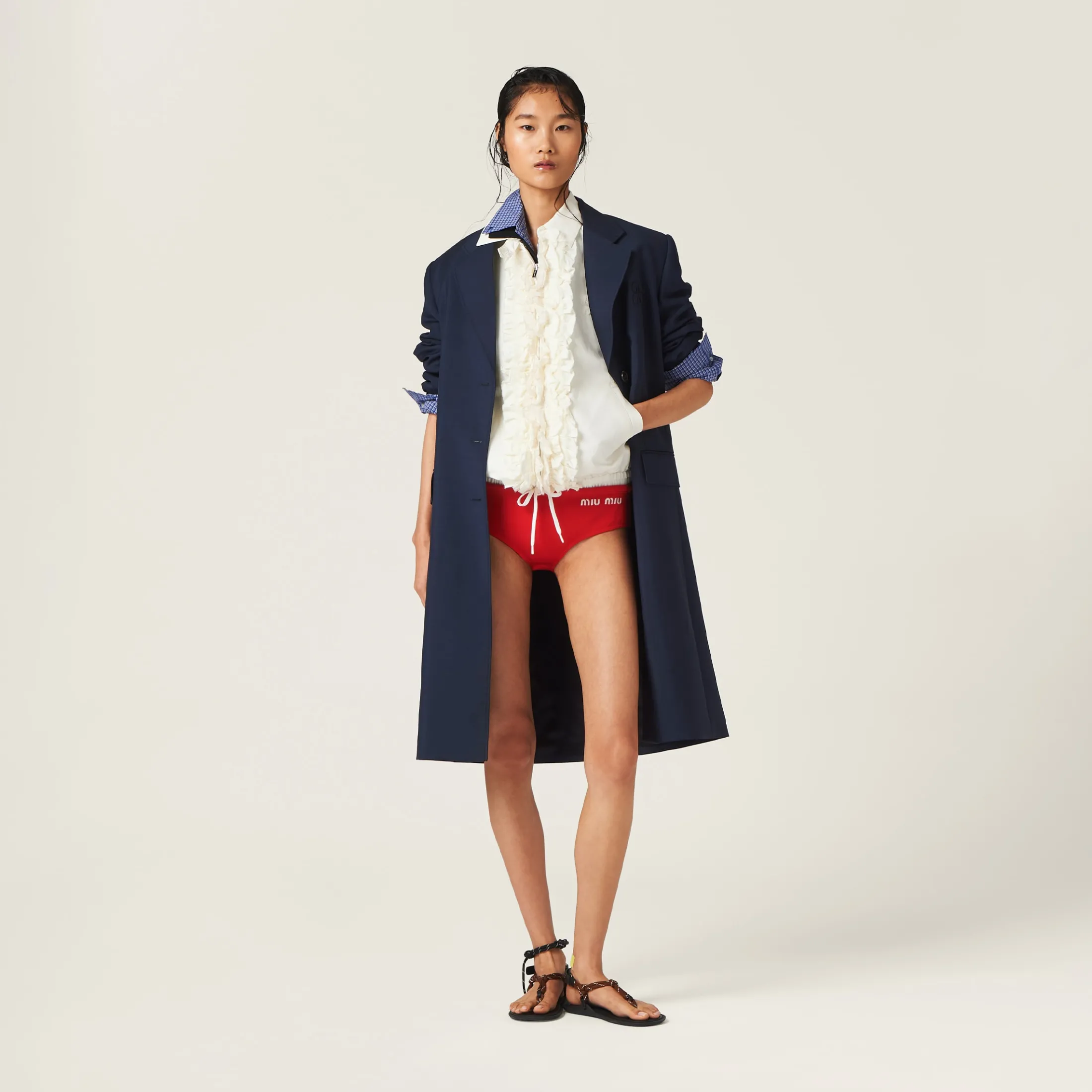 Ivory Washed Slubbed Canvas Blouson Jacket | Miu Miu
