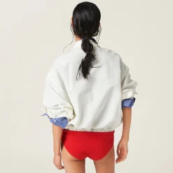 Ivory Washed Slubbed Canvas Blouson Jacket | Miu Miu