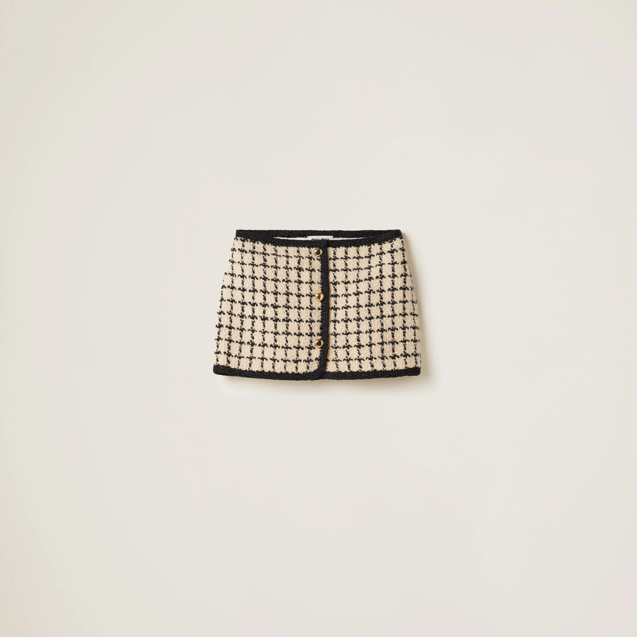 Ivory/black Check Lamé Skirt | Miu Miu