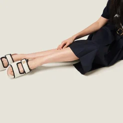 Ivory/black Crochet Knit Slides | Miu Miu