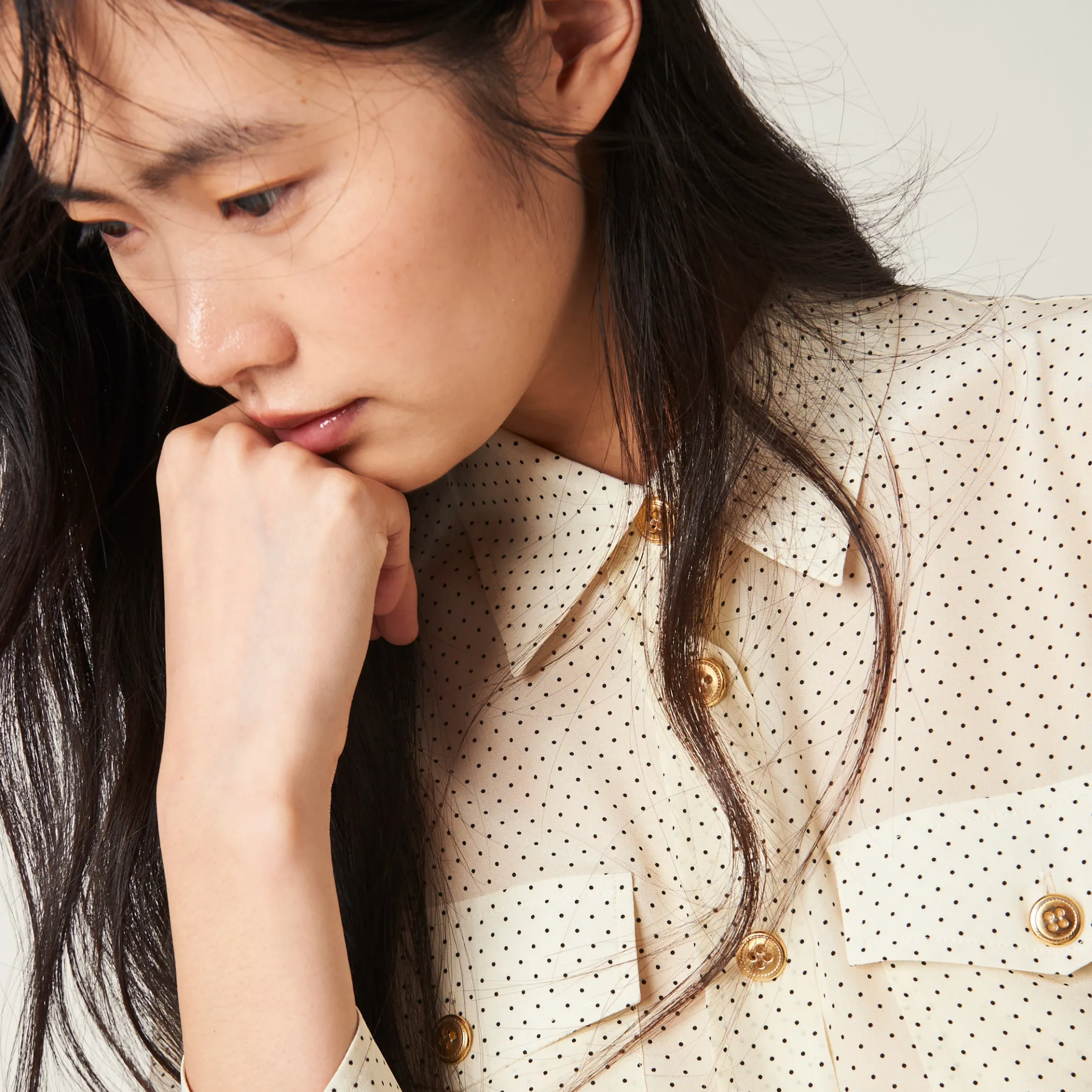 Ivory/black Long Crepe De Chine Dress | Miu Miu