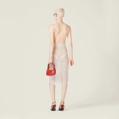 Ivory/black Polka-dot Chiffon Dress | Miu Miu