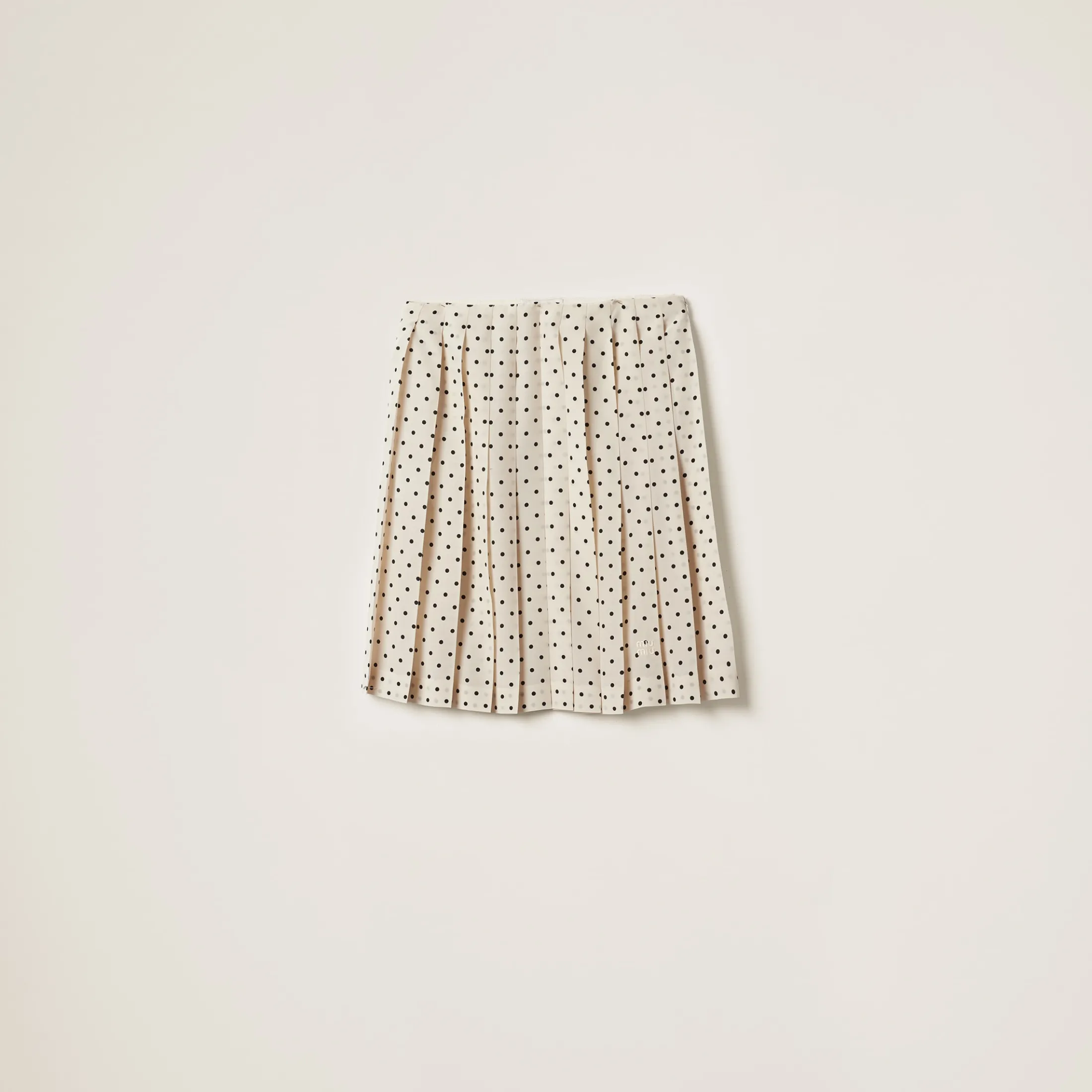Ivory/black Polka-dot Crepe De Chine Skirt | Miu Miu