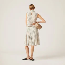 Ivory/black Polka-dot Crepe De Chine Skirt | Miu Miu