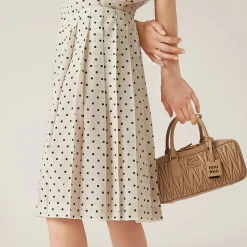 Ivory/black Polka-dot Crepe De Chine Skirt | Miu Miu