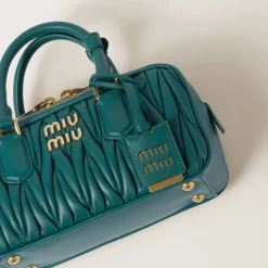Lagoon Blue Arcadie Matelassé Nappa Leather Bag | Miu Miu