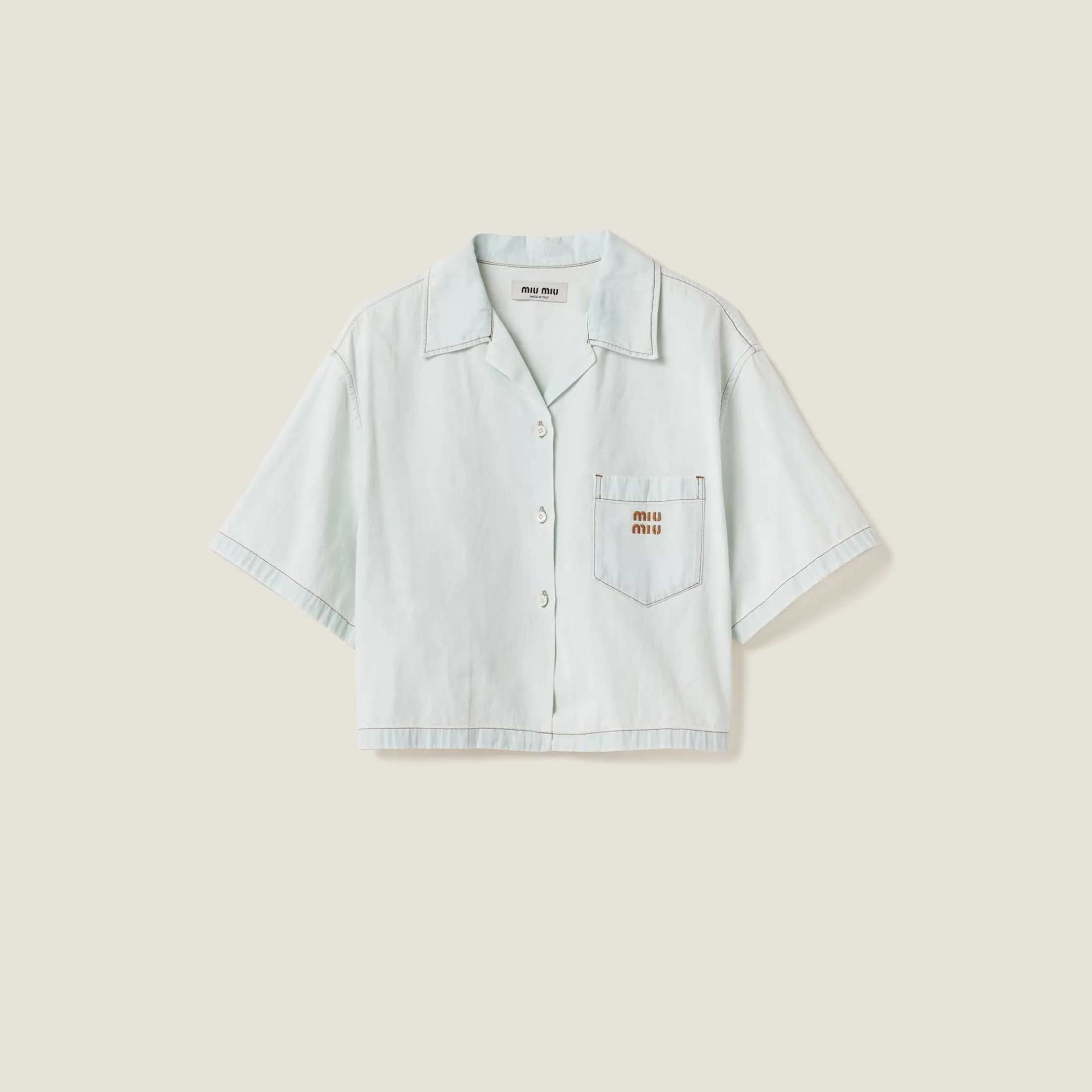 Light Blue Chambray Denim Shirt | Miu Miu