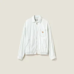 Light Blue Chambray Denim Blouson Jacket | Miu Miu