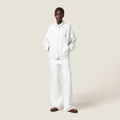 Light Blue Chambray Denim Blouson Jacket | Miu Miu