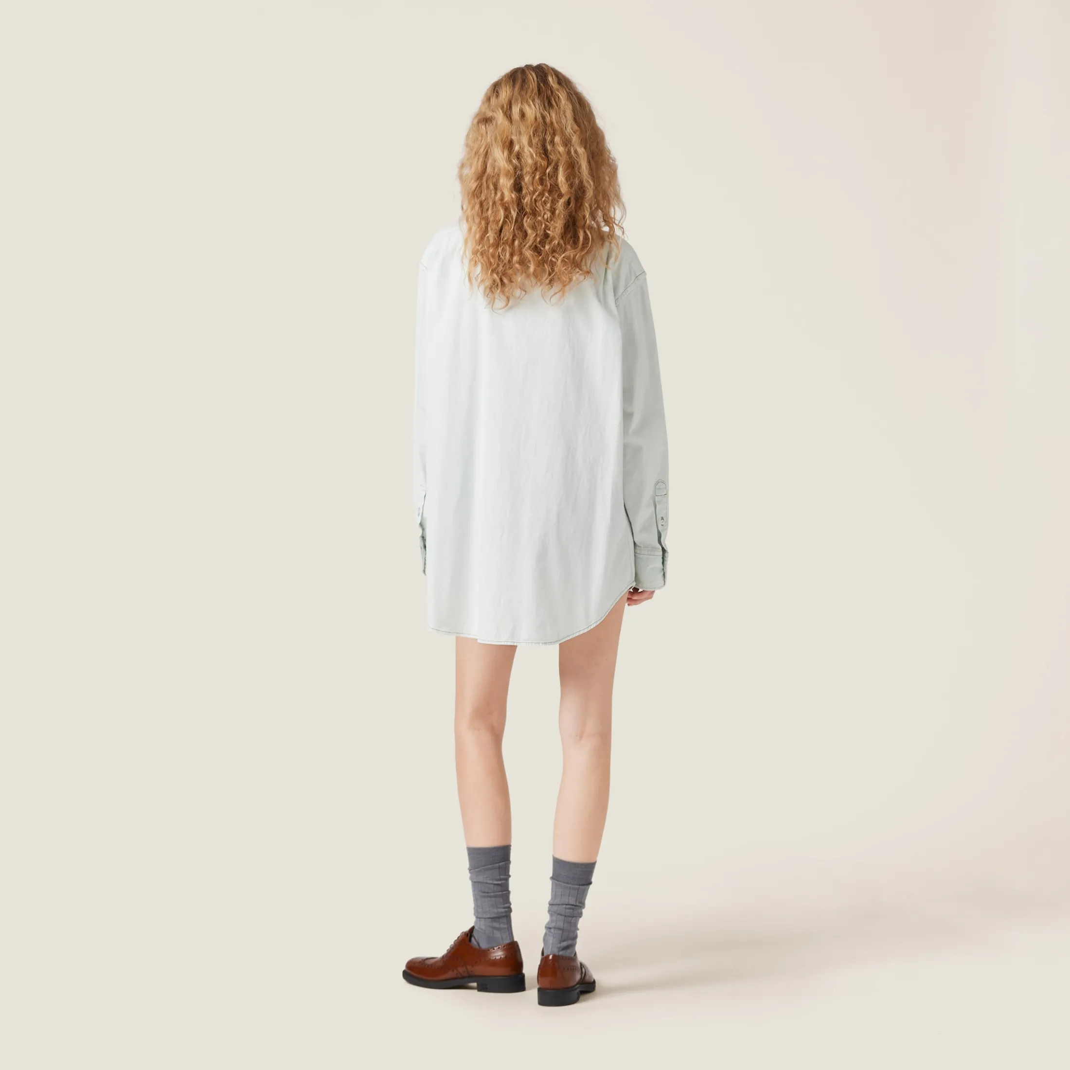 Light Blue Chambray Denim Shirt | Miu Miu