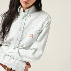 Light Blue Chambray Denim Shirt | Miu Miu