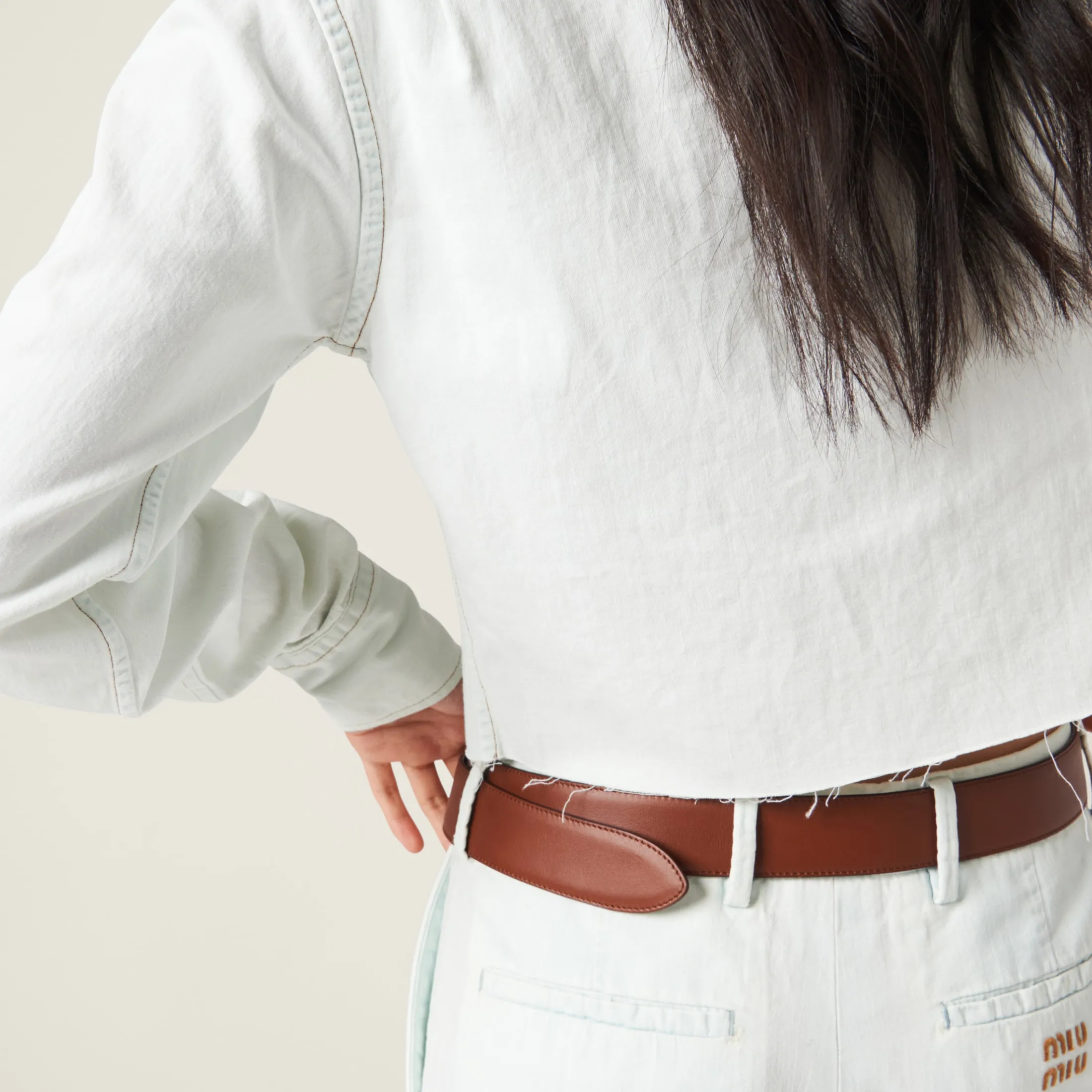 Light Blue Chambray Denim Shirt | Miu Miu