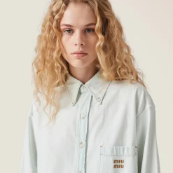 Light Blue Chambray Denim Shirt | Miu Miu