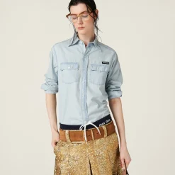 Light Blue Chambray Shirt | Miu Miu