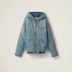 Light Blue Denim Blouson Jacket | Miu Miu