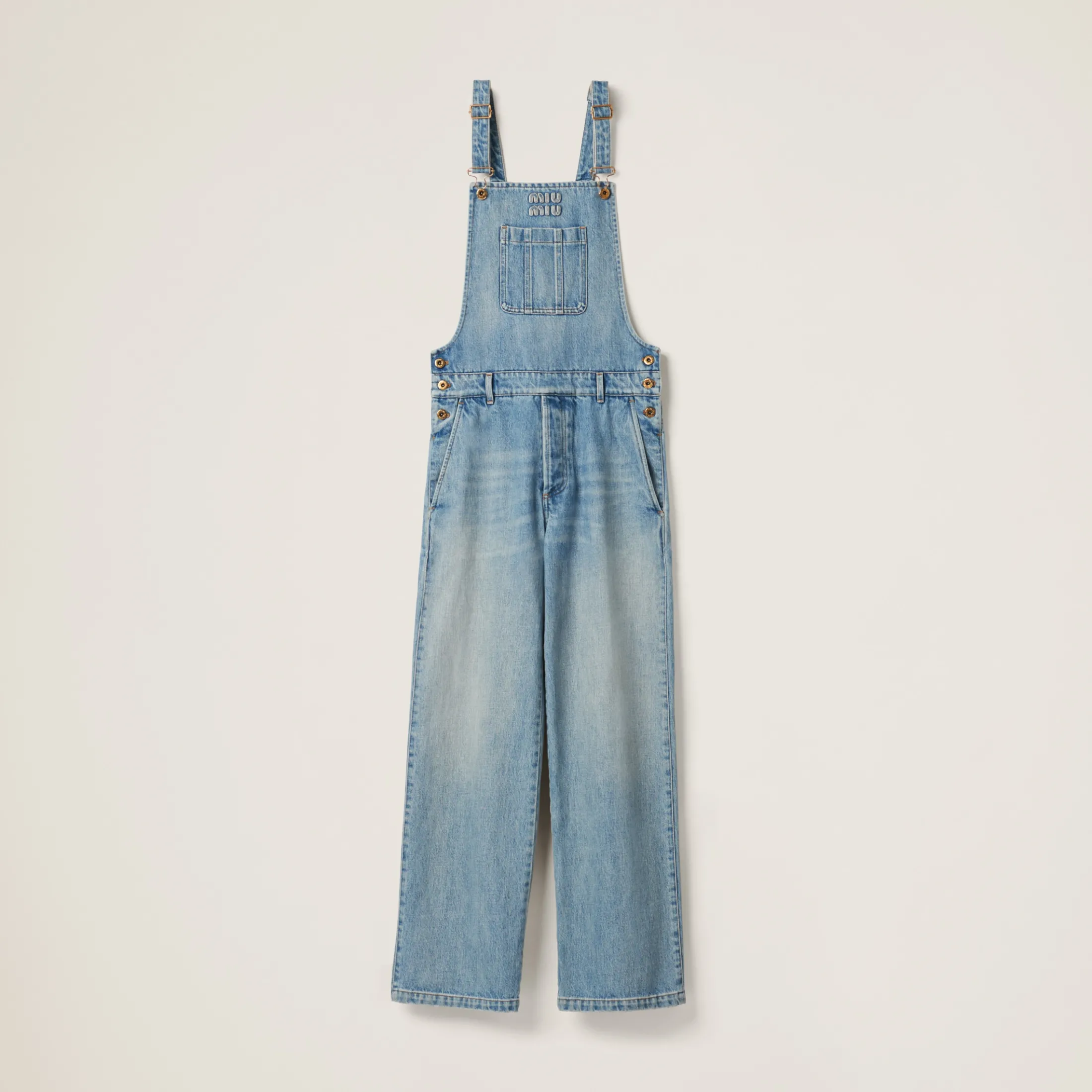 Light Blue Denim Overalls | Miu Miu