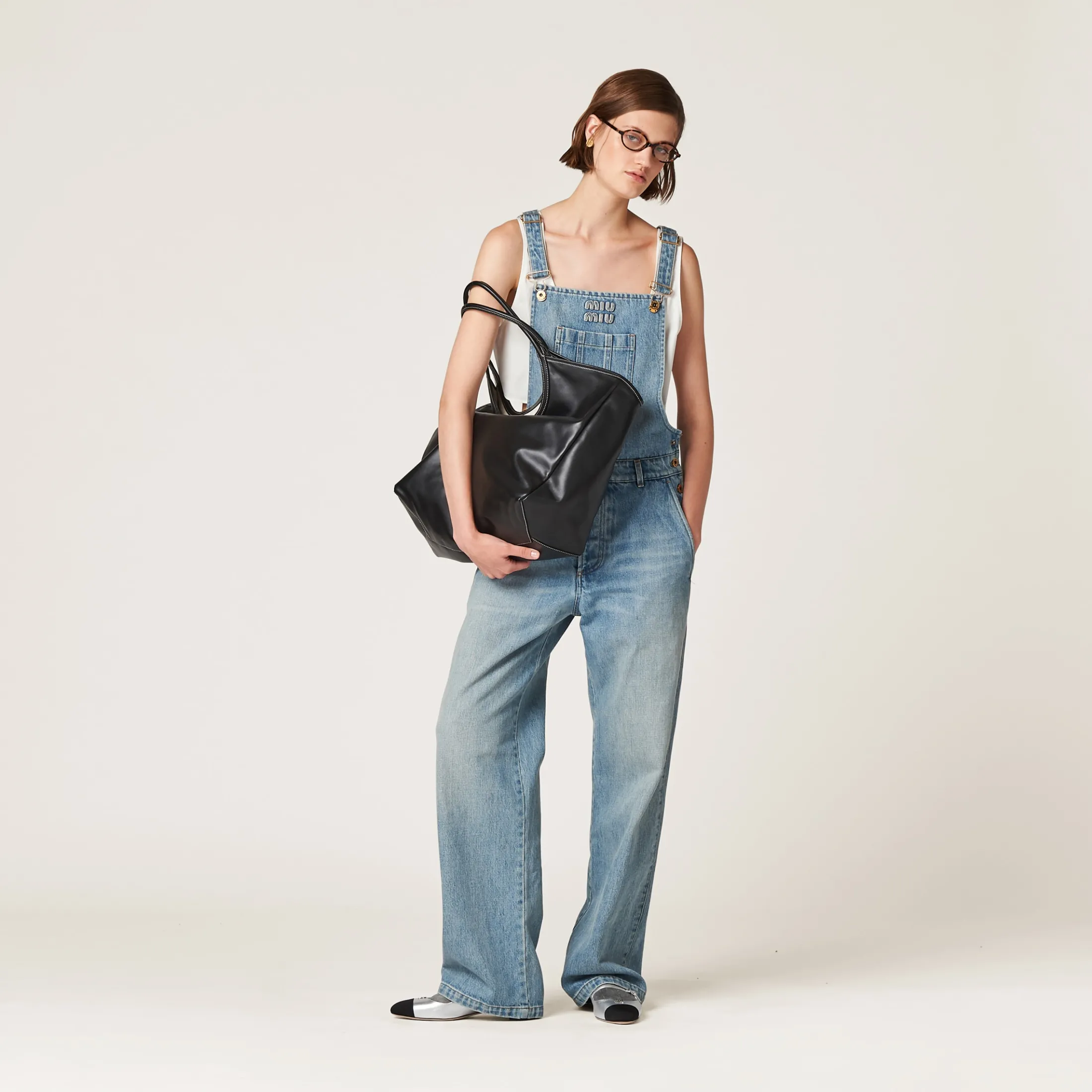 Light Blue Denim Overalls | Miu Miu