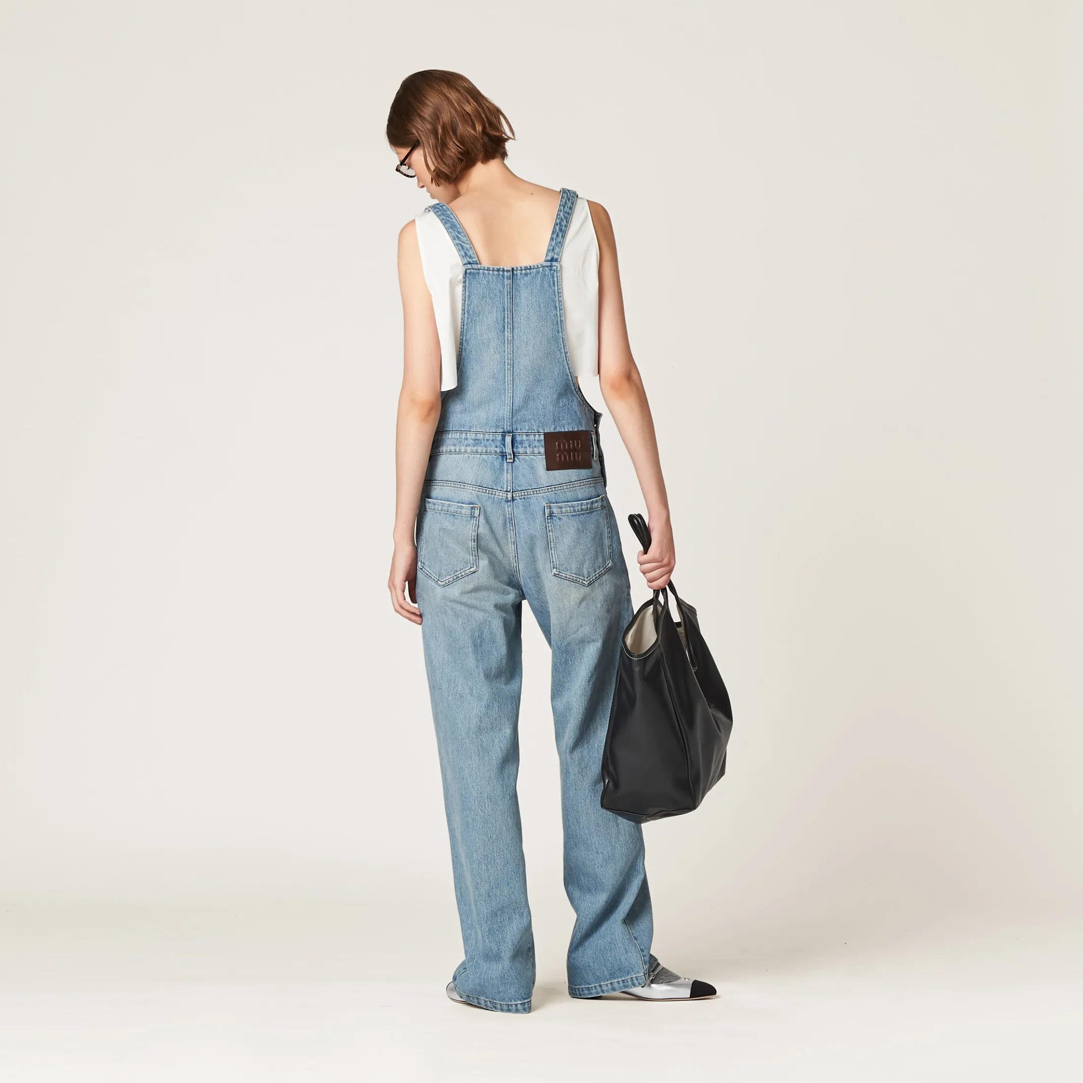 Light Blue Denim Overalls | Miu Miu