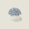 Light Blue Silk And Cotton Knit Polo Shirt | Miu Miu