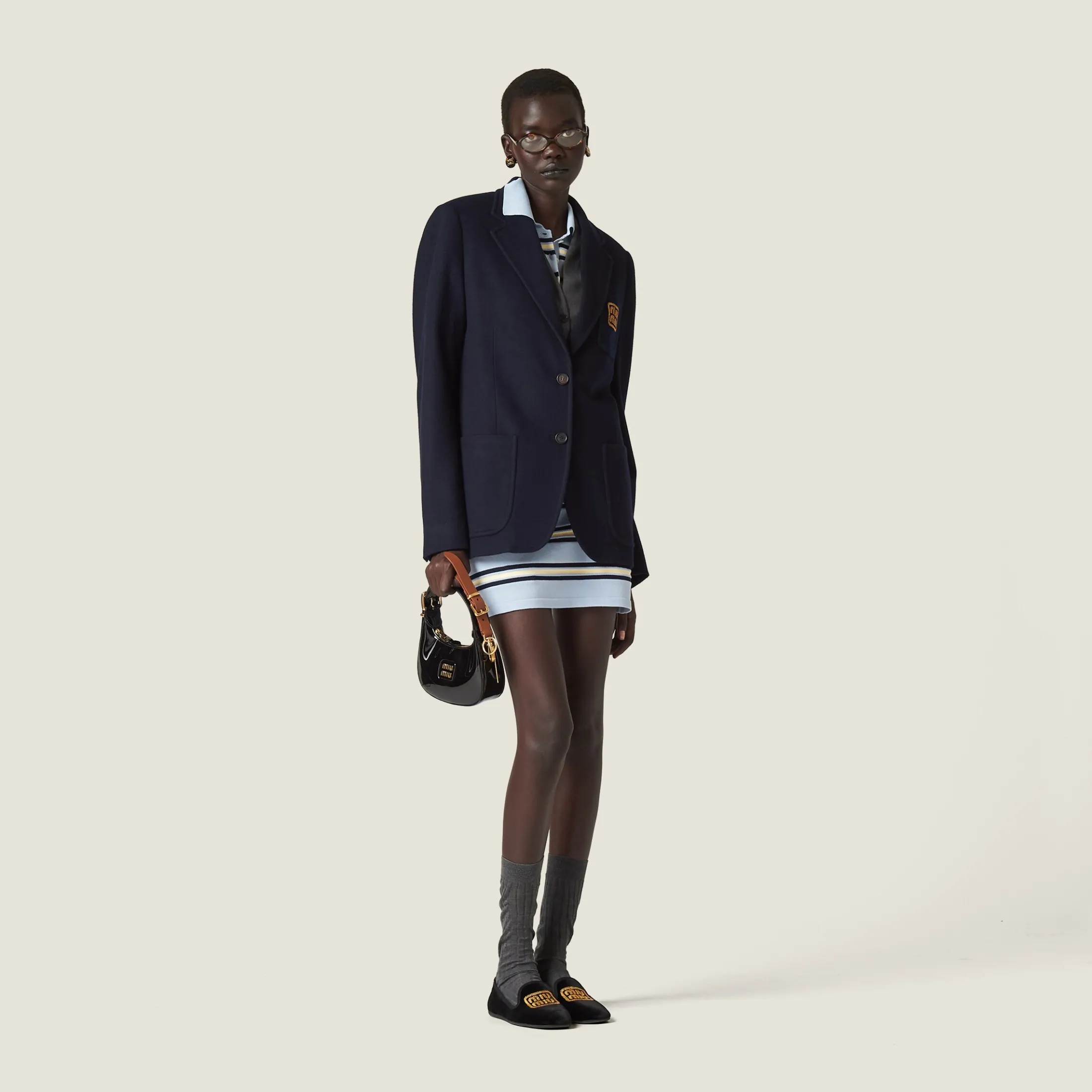 Light Blue Silk And Cotton Miniskirt | Miu Miu