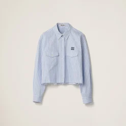 Light Blue/blue Striped Cotton Shirt | Miu Miu