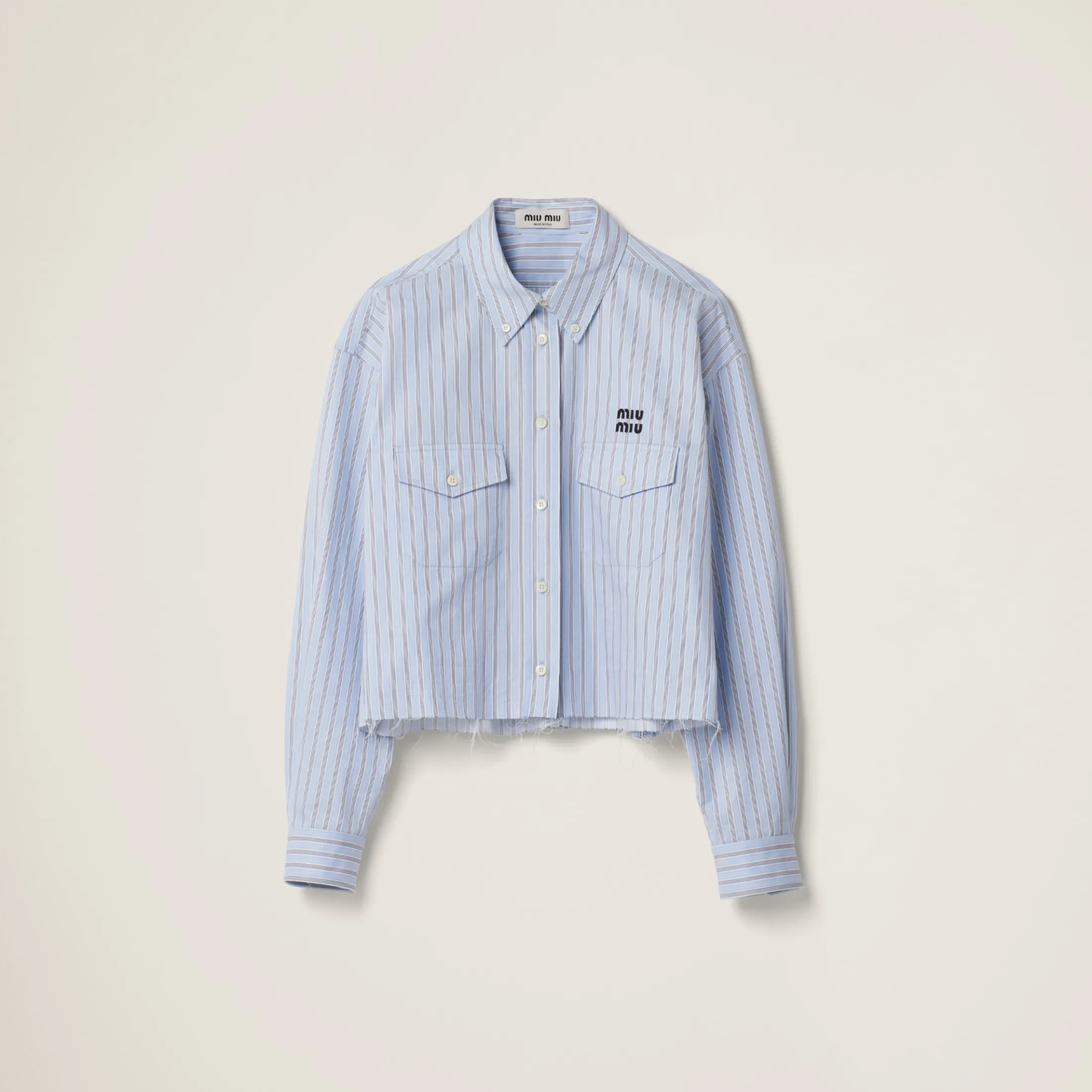 Light Blue/blue Striped Cotton Shirt | Miu Miu