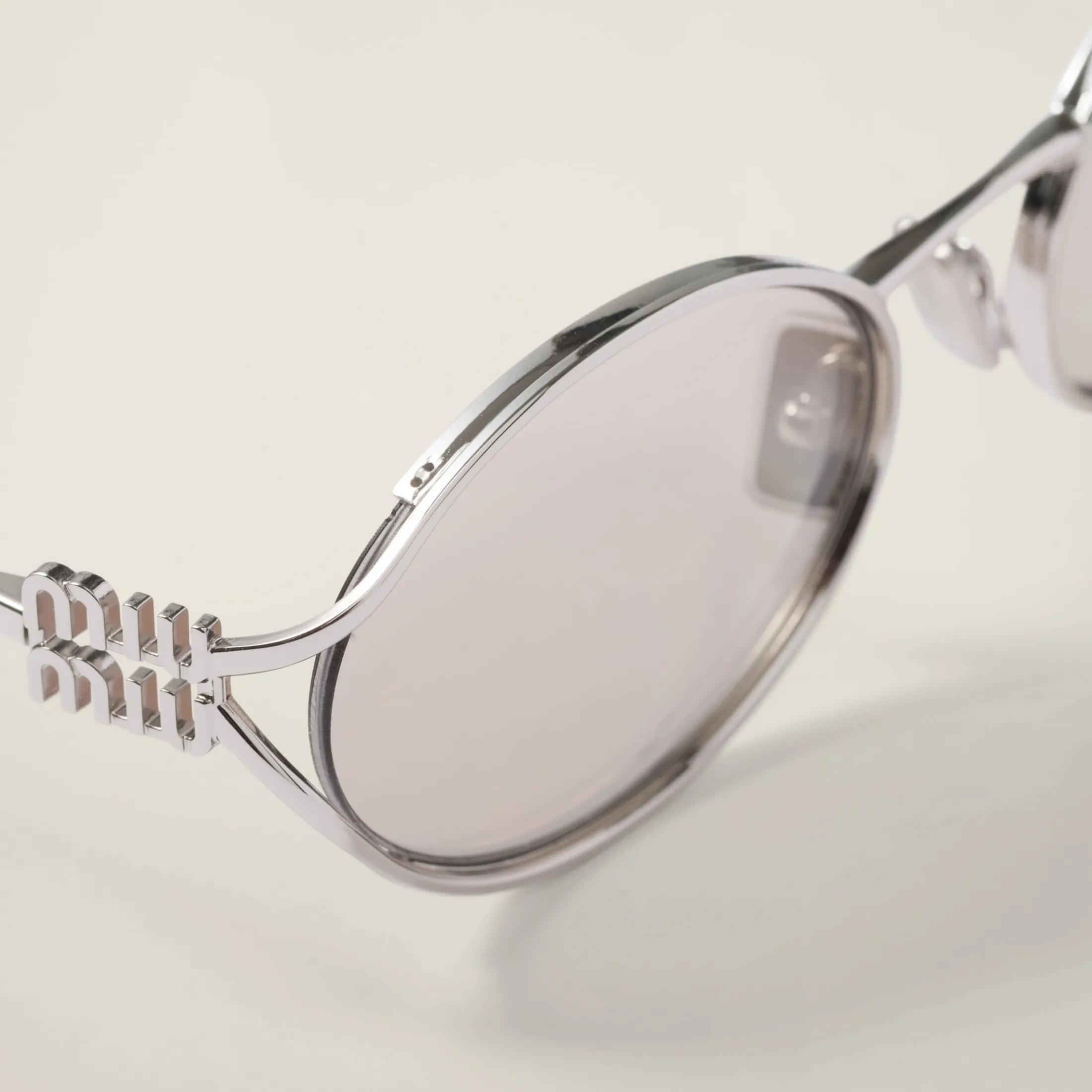 Light Gold Lenses Miu Miu Logo Sunglasses | Miu Miu