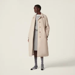 Limestone Panama Cotton Down Coat | Miu Miu
