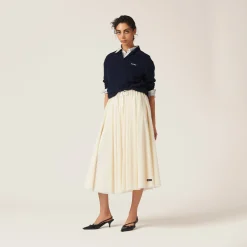 Limestone/gray Striped Cotton Shirt | Miu Miu
