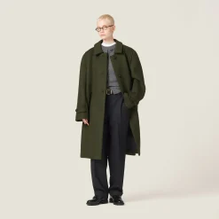 Loden Green Single-breasted Loden Cloth Coat | Miu Miu