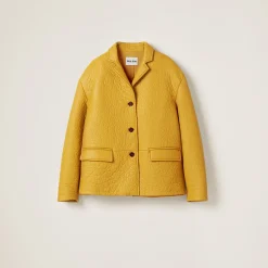 Maize Yellow Nappa Leather Jacket | Miu Miu