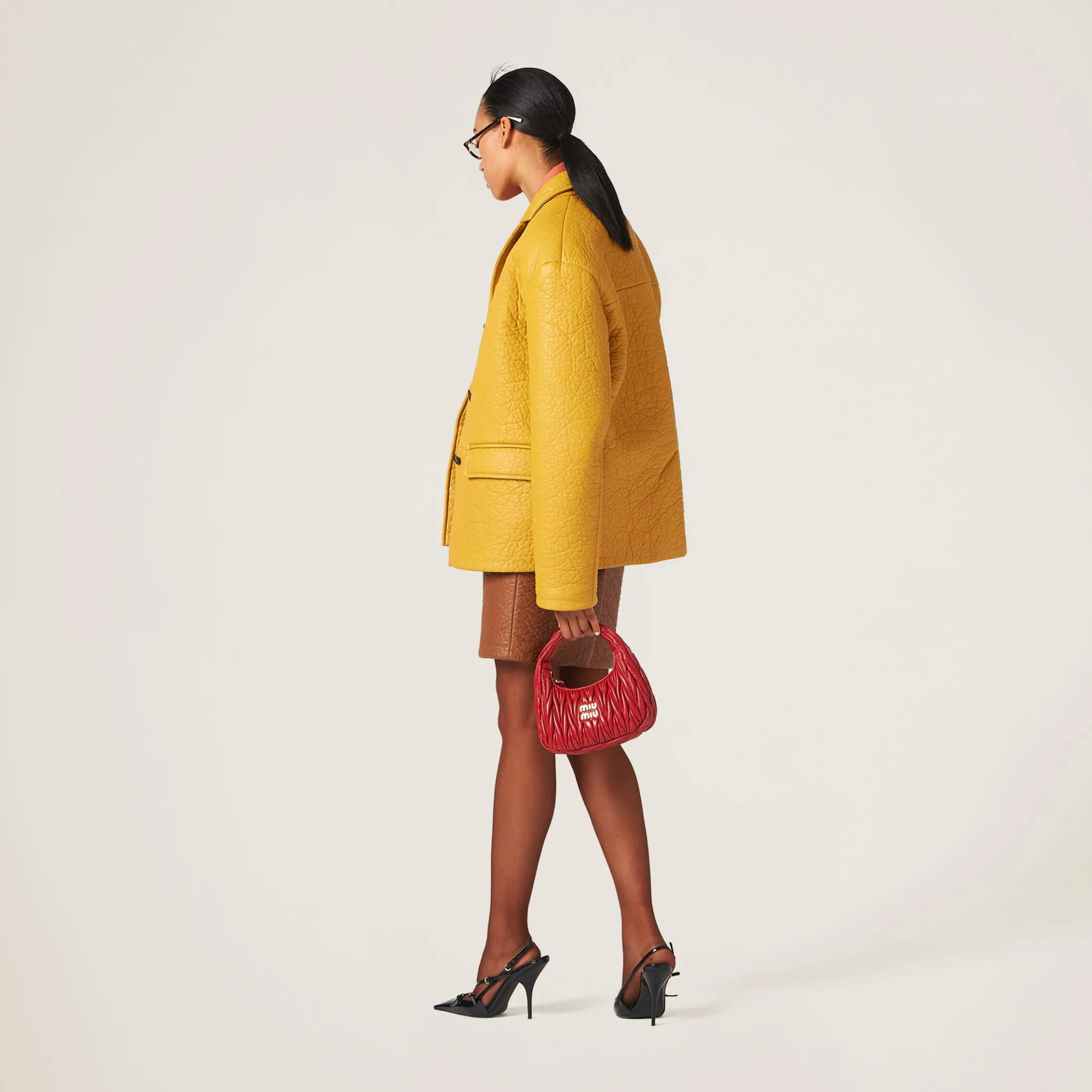Maize Yellow Nappa Leather Jacket | Miu Miu