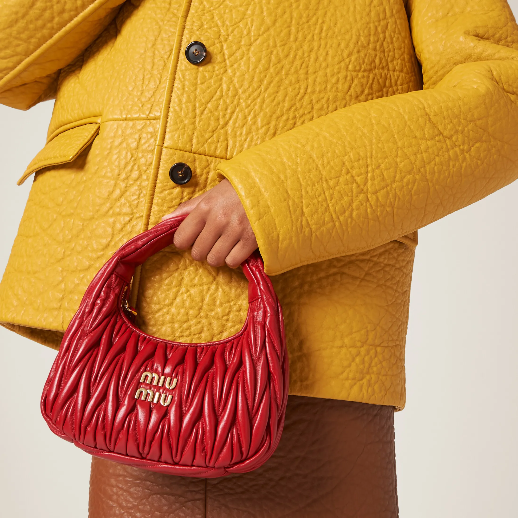 Maize Yellow Nappa Leather Jacket | Miu Miu