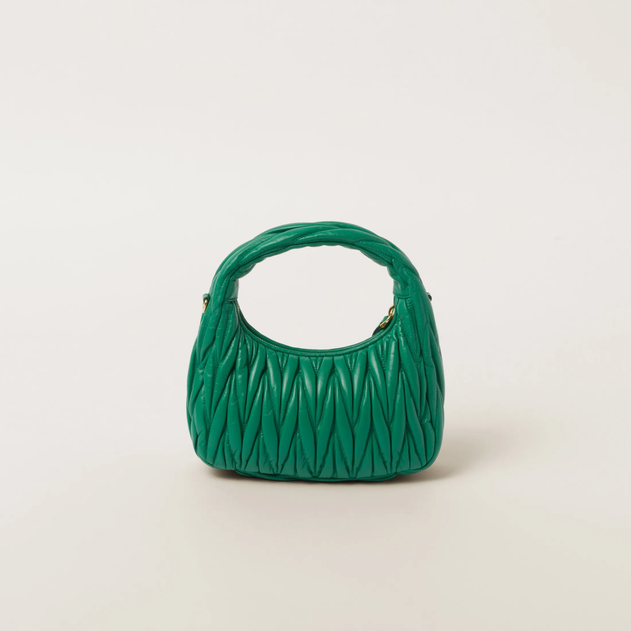 Mango Wander Matelassé Nappa Leather Hobo Bag | Miu Miu