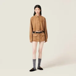 Maple Brown Suede Shirt | Miu Miu