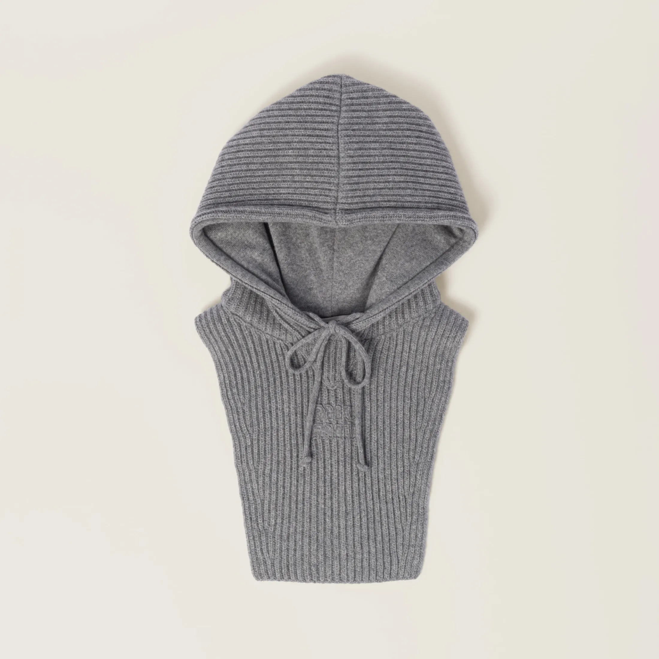 Marble Gray Wool And Cashmere Knit Hoodie Dickey | Miu Miu