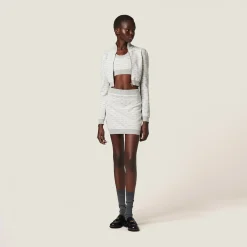Marble Gray/tan Cotton Knit Top | Miu Miu
