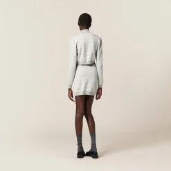 Marble Gray/tan Cotton Knit Cardigan | Miu Miu