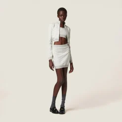 Marble Gray/tan Cotton Miniskirt | Miu Miu