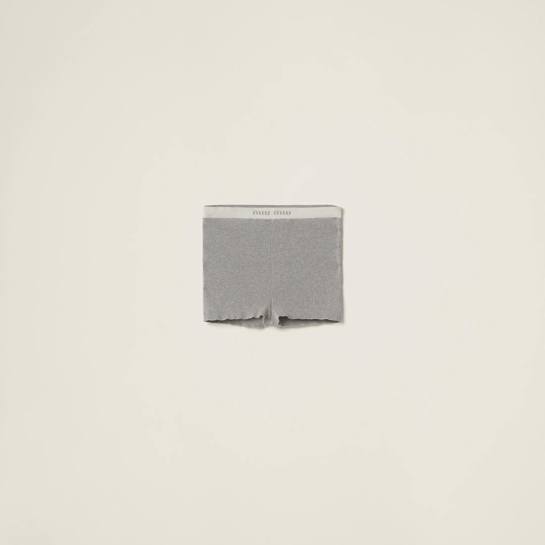 Marble Gray/tan Cotton Shorts | Miu Miu